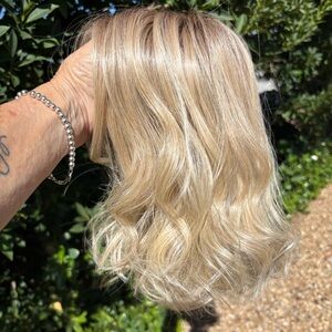 BLONDE Beach Wave Shoulder Length Heat Friendly Lace Front and Left Part Wig!
